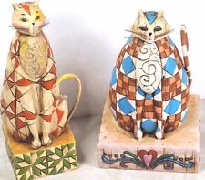2 Vtg JIM SHORE Kitty Cats Quilt Figurines ABRAHAM & ABIGAIL Heartwood Creek  picture