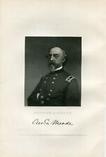 1868 ENGRAVING CIVIL WAR GEN GEORGE G MEADE NAT PORTRAIT GAL DIST AMERICANS picture