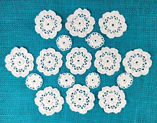 11 Crochet White Raised 3D Floral Scalloped Doilies 2.5