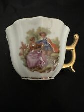 VTG LIMOGES CASTEL MINIATURE WHITE CUP  COURTING COUPLE AND GOLD MINT picture
