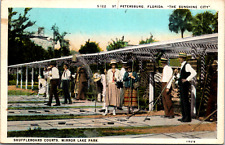 St. Petersburg Florida Mirror Lake Park Shuffleboard Vintage c. 1920s Postcard picture
