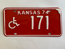1974 Kansas License Plate Handicapped Handicap Wheelchair MINT/New Old Stock NOS picture