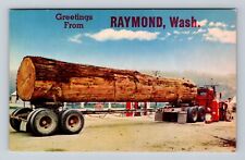 Raymond WA-Washington, Scenic Greeting, Log Truck, Antique Vintage Postcard picture