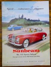 Sunbeam Mk111 Sports Saloon Winner 1955 Monte Carlo Rally Fold-Out Brochure blu8 picture