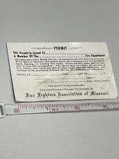 1950s Fire Fighters Assn Missouri Old Vintage Fireman Siren Lights Permit Card picture