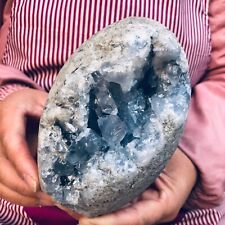 4.33LB Natural Blue Celestite Crystal Geode Cave Mineral Specimen Healing 1950 picture