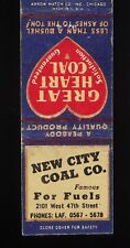 1930s ARROW MATCH New City Coal Co Great Heart Coal Chicago Back of the Yards IL picture