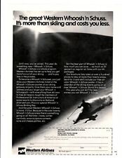 1974 Print Ad Western Airlines Great Whoosh n' Schuss More Than Skiing Cost Less picture