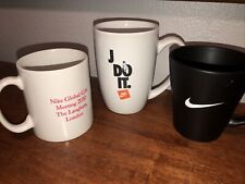 Vintage 90s NIKE JUST DO IT Logo Coffee Black Mug Lot USED Damaged Employee Only picture