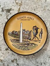 Vintage Buenos Aires Argentina Leather Decorative Wall Plate Great Condition 8” picture