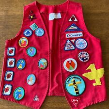 VTG 80’s Girls Camp Fire Vest With Patches Size Large picture