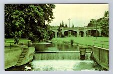 Petoskey MI-Michigan, Mitchell Street Bridge, Power Dam, Weir, Vintage Postcard picture