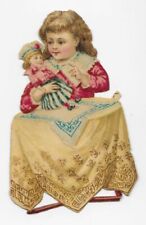1888 Chromo de Coupis, VICTORIAN  GIRL & DOLL, Antique, Diecut, 3