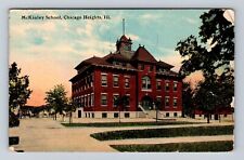 Chicago Heights IL-Illinois, McKinley School, Antique, Vintage c1913 Postcard picture