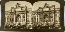 White, Stereo, Italy, Rome, the fountain of Trevi Vintage Stereo Card, Print picture