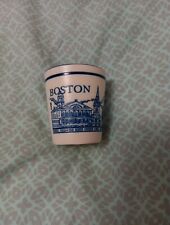 Vintage Rare  BOSTON Famous Sights Blue On Beige Shot Glass  picture