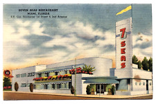 Seven Seas Restaurant Miami Florida FL 2nd Ave. Art Deco Vintage Linen Postcard picture
