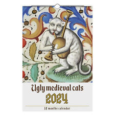 Funny Medieval Cats Wall Calendar 2024 Yearly Cat Wall Calendar Planner picture