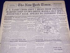 1945 MAR 1 NEW YORK TIMES - U. S. TANKS CROSS ERFT 7 MILES FROM COLOGNE - NT 551 picture