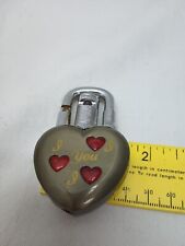 Novelty Collectable Heart Lock Silver Refillable Butane Pocket Lighter picture