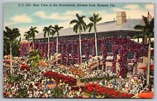 Grandstand Hialeah Park Florida Birds Eye View Palms Flower Garden VNG Postcard picture