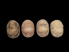 4 RARE ANCIENT EGYPTIAN PHARAONIC KINGDOM ANTIQUE SCARAB Carved Stone picture