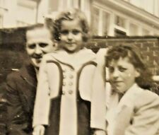 Vintage 1940s B&W Photo Parents with Little Girl Phila. Row Home Yard picture