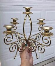 Vintage Home Interiors MCM Brass Plated Candle Holder Candelabra Centerpiece picture