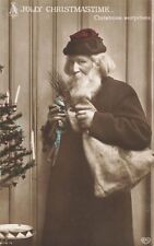 RPPC Santa Claus Tree Candles Ornaments Bag Toy Real Photo  Christmas P591 picture