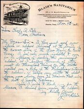 1908 Houston Tx - Medical - Blair's Sanitarium - Dr J M Blair - Letter Head Bill picture