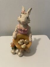 Vintage Chrisdon Bunny Rabbit w/Baby Ducks in Hat Resin Statue Figurine RARE picture