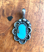 Old Navajo Native American Pendant With Nice Turquoise Stone picture