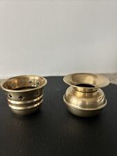 Lot Of 2 Vintage Small Brass Containers. One With Cutouts. India picture