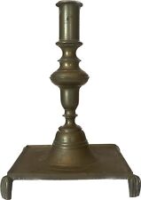 Antique 18th Century Or Early 19th C Brass Footed Candlestick Candle Holder picture