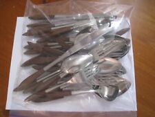 Vtg Epic Stainless Wood Handle Canoe Silverware Flatware Service for 6 + Servers picture