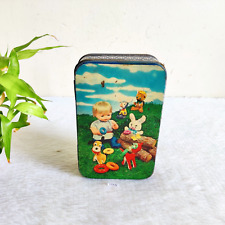 Vintage Toys Kid Cartoon Graphics Nutrine Confectionery Advertising Tin Box T268 picture