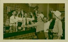 Cowboy Western Interior 1940s Staged Mock Bar hold up RPPC Photo Postcard 8873 picture