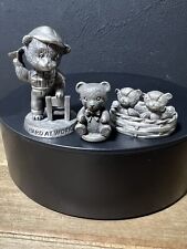 Lot 3 Miniature Pewter Teddy Bear Figurines picture