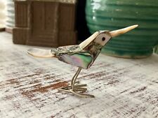 Vintage Miniature Handcrafted Mother of Pearl Abalone Shell Bird Figurine 3” L picture