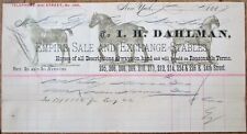 Horse 1887 Color Letterhead: Dahlman, Empire Sale & Exchange Stables - NYC, NY picture