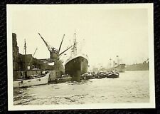 Snapshot Port of Hamburg Germany, Ocean Liners, c1938, 3.38 x 2.38