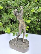 Semi Antique Female Golfing Bronze Statue,  9 In Tall picture