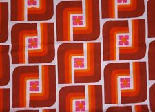 4 yards (2x 2 yards) vintage cotton fabric red orange geometric mid-century 70s picture