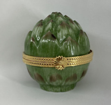 Vintage Takahashi Artichoke Hinged Porcelain Trinket Jewelry Box picture