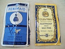 Vintage Clinton Silk Pins Brass Pins Penimaid Needle Point Original Packaging picture