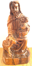 VTG Hand Carved Wooden Jesus Religious Statue With Child And Lamb 7 1/2