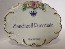 Vintage Sandizell Dresden Porcelain Table Top Display Sign 4 1/2