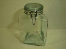Vintage Triangle Shape, Lidded Canister, Jar. Clear Glass, Italy picture