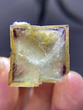 Rare Natural yellow purple green border cubic fluorite mineral crystal，China picture