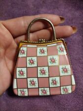 Vtg Miniature purse trinket box, rose print, unbranded, Estate Sale, ADORABLE picture